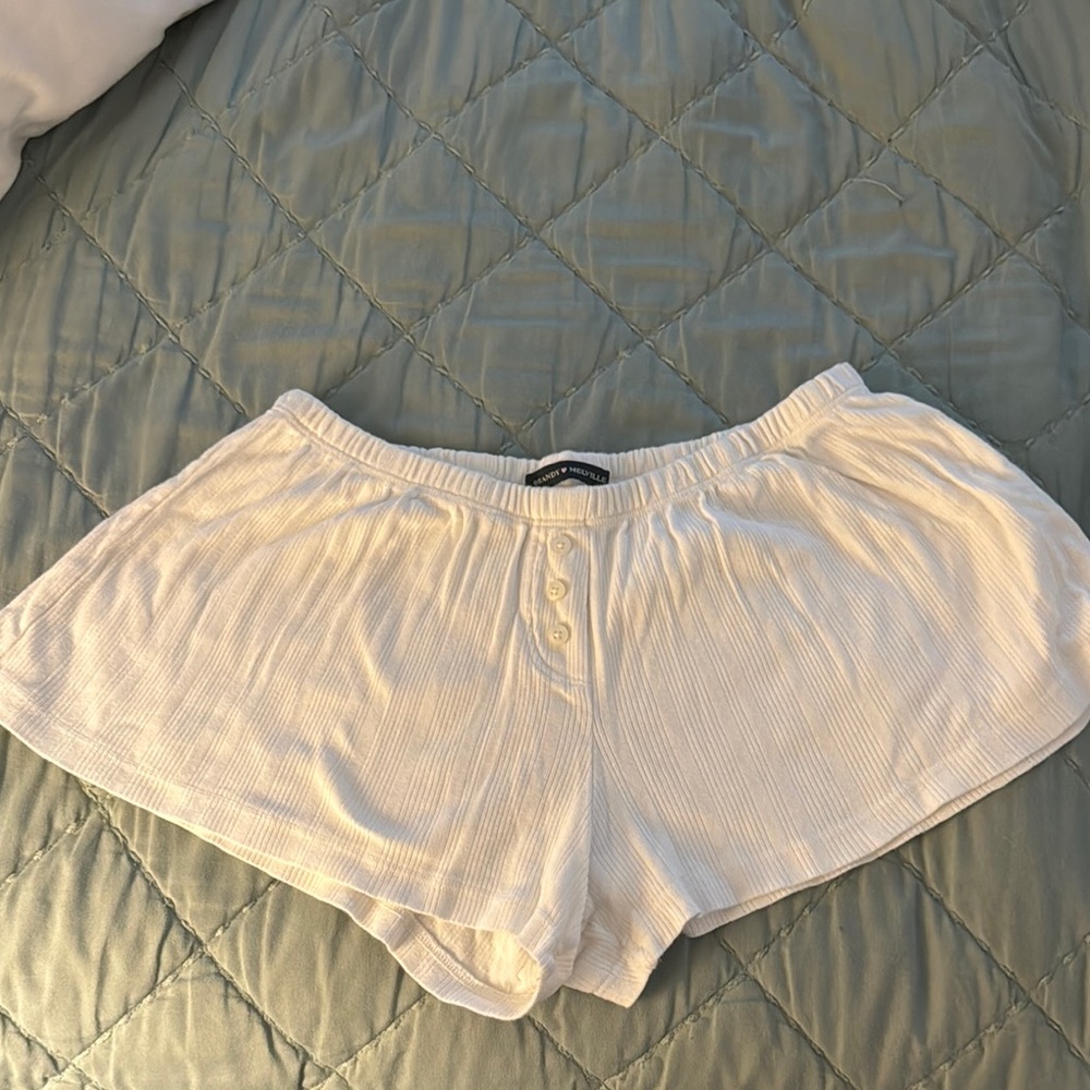 White Button-Front Lounge Shorts